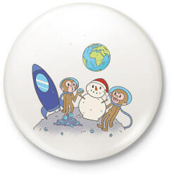 printfashion Majmok a holdon - Kitűző, hűtőmágnes - Fehér (6161480)