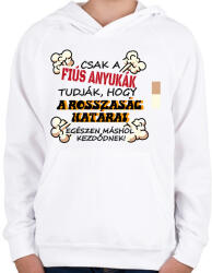 printfashion Csak a fiús anyukák tudják. . . - Gyerek kapucnis pulóver - Fehér (16735481)