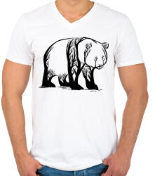printfashion Panda fa - Férfi V-nyakú póló - Fehér (1557060)