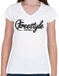 printfashion freestyle-football - Női V-nyakú póló - Fehér (1119097)