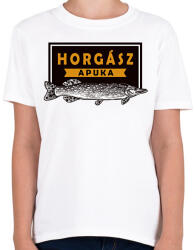 printfashion Horgász apuka - Gyerek póló - Fehér (2614534)