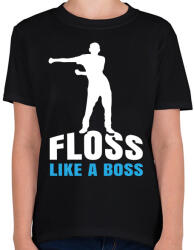 printfashion Floss like a boss - tánc - Gyerek póló - Fekete (1421786)