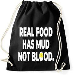 printfashion Real food has mud not blood. - vegán aktivista grafika #12 - Sportzsák, Tornazsák - Fekete (3911064)