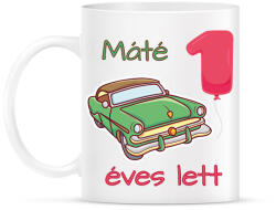 printfashion Zöld kocsi - Névvel, számmal - Bögre - Fehér (6243063)