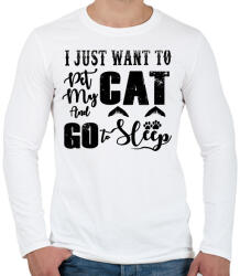 printfashion I just want to pet my cat and go to sleep - Férfi hosszú ujjú póló - Fehér (16404728)