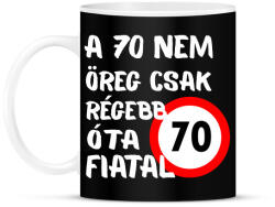 printfashion 70 éves Fehér. - Bögre - Fekete (16111647)