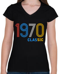 printfashion 1970 - Női V-nyakú póló - Fekete (11928294)