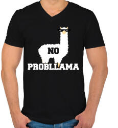 printfashion Probllama - Férfi V-nyakú póló - Fekete (1113378)