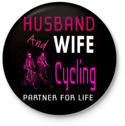 printfashion HUSBAND AND WIFE-Cycling - Kitűző, hűtőmágnes - Fekete (3100342)