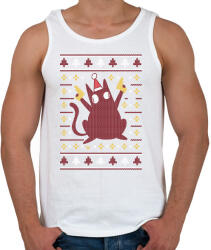 printfashion Macskás csúnya pulcsis minta - Férfi atléta - Fehér (4162036)