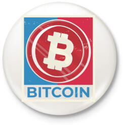 printfashion Bitcoin - Kitűző, hűtőmágnes - Fehér (4368017)