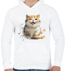 printfashion cica - Férfi kapucnis pulóver - Fehér (13964112)