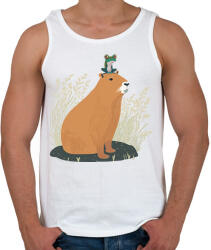 printfashion Capybara és béka - Férfi atléta - Fehér (14251877)