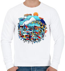 printfashion Blue landscape - Férfi pulóver - Fehér (6312026)