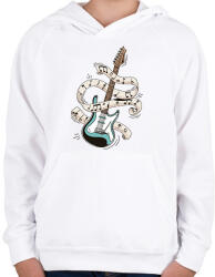 printfashion Elektromos gitár - Gyerek kapucnis pulóver - Fehér (13320013)
