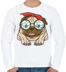 printfashion Csajos mopsz - Férfi pulóver - Fehér (12002932)