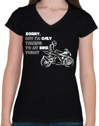 printfashion only my bikefehér - Női V-nyakú póló - Fekete (2922929)