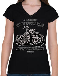 printfashion a legjobb motorosok - Női V-nyakú póló - Fekete (6025166)
