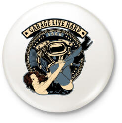 printfashion Motoros gyorsgarázs - Kitűző, hűtőmágnes - Fehér (3074479)