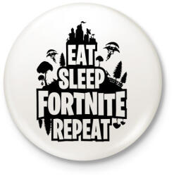 printfashion Eat Sleep Fortnite Repeat Style - Fekete - Kitűző, hűtőmágnes - Fehér (3080454)