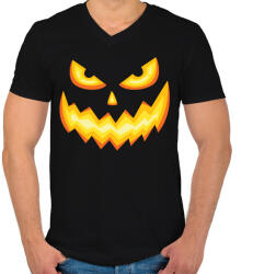 printfashion Halloween tökfej - Férfi V-nyakú póló - Fekete (1068603)