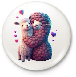 printfashion Cuki lámás 3D minta - szeretet / szerelem / barát / Valentin nap - Kitűző, hűtőmágnes - Fehér (11869327)