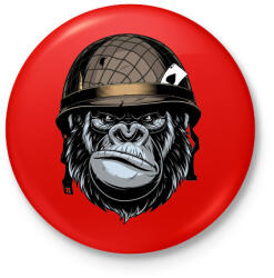printfashion Gorilla Soldier - Kitűző, hűtőmágnes - Piros (3628123)