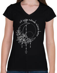 printfashion A szép nőnek - Női V-nyakú póló - Fekete (7546324)