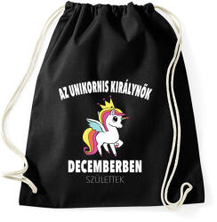 printfashion Unikornis királynők decemberben születtek (MAGYAR) - Sportzsák, Tornazsák - Fekete (841497)