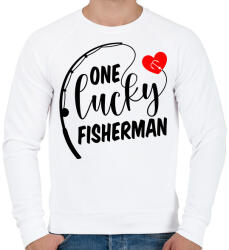 printfashion Horgász páros - egy szerencsés horgász - Férfi pulóver - Fehér (6065456)