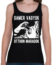 printfashion Gamer vagyok, otthon maradok - Női atléta - Fekete (1040179)