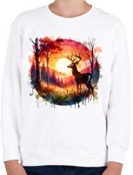printfashion Szarvas - erdei naplemente - ajándék vadászoknak - Gyerek pulóver - Fehér (15376693)