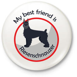 printfashion My best friend - Riesenschnauzer - Kitűző, hűtőmágnes - Fehér (6299219)