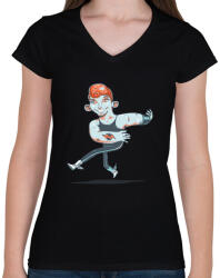 printfashion Táncos - Női V-nyakú póló - Fekete (811682)