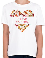 printfashion I love knitting - Gyerek póló - Fehér (6980592)