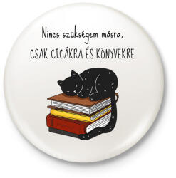 printfashion Cica és Könyv - Kitűző, hűtőmágnes - Fehér (6571806)