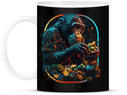 printfashion Csimpánz gyümölcsöt eszik - Bögre - Fekete (12601931)