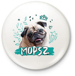 printfashion Mopsz firka - Kitűző, hűtőmágnes - Fehér (11851989)