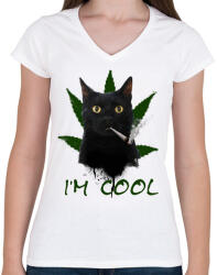 printfashion IM COOL - Női V-nyakú póló - Fehér (1749740)