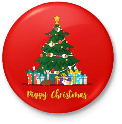 printfashion Piggy Christmas - Kitűző, hűtőmágnes - Piros (14527012)
