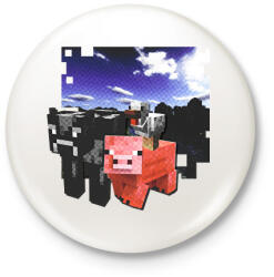 printfashion minecraft farm állatok (képregény stílus) - Kitűző, hűtőmágnes - Fehér (14646223)