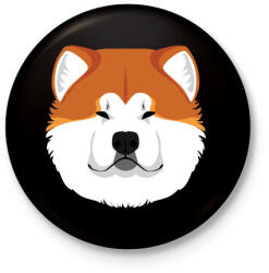 printfashion Akita Inu - Kitűző, hűtőmágnes - Fekete (4840214)