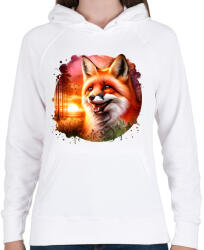 printfashion Cuki erdei róka - Női kapucnis pulóver - Fehér (15371032)
