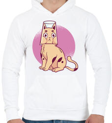 printfashion Pohárfejű macska - Férfi kapucnis pulóver - Fehér (11747096)