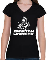 printfashion Spartan harcos - Női V-nyakú póló - Fekete (1234680)