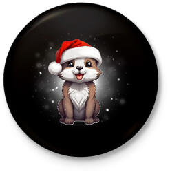 printfashion kiskutya a hóban - Kitűző, hűtőmágnes - Fekete (15224650)