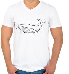 printfashion bálna - Férfi V-nyakú póló - Fehér (15203286)
