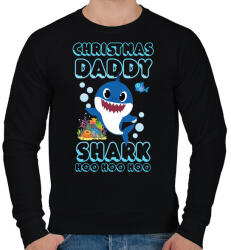 printfashion Christmas Daddy Shark - Férfi pulóver - Fekete (3991163)