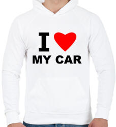 printfashion I love my car - Férfi kapucnis pulóver - Fehér (2223945)