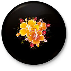 printfashion Hibiscus - Kitűző, hűtőmágnes - Fekete (3096352)